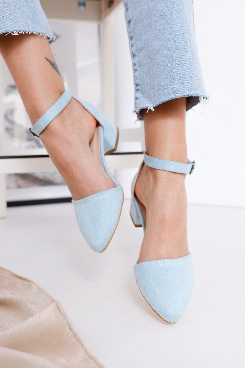 Women's Dary Heels Baby Blue Suede Shoes - STREET MODE ™