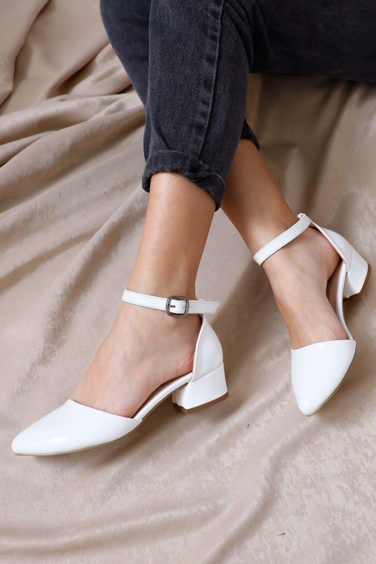 Women's Dary Heels White Skin Shoes - STREET MODE ™
