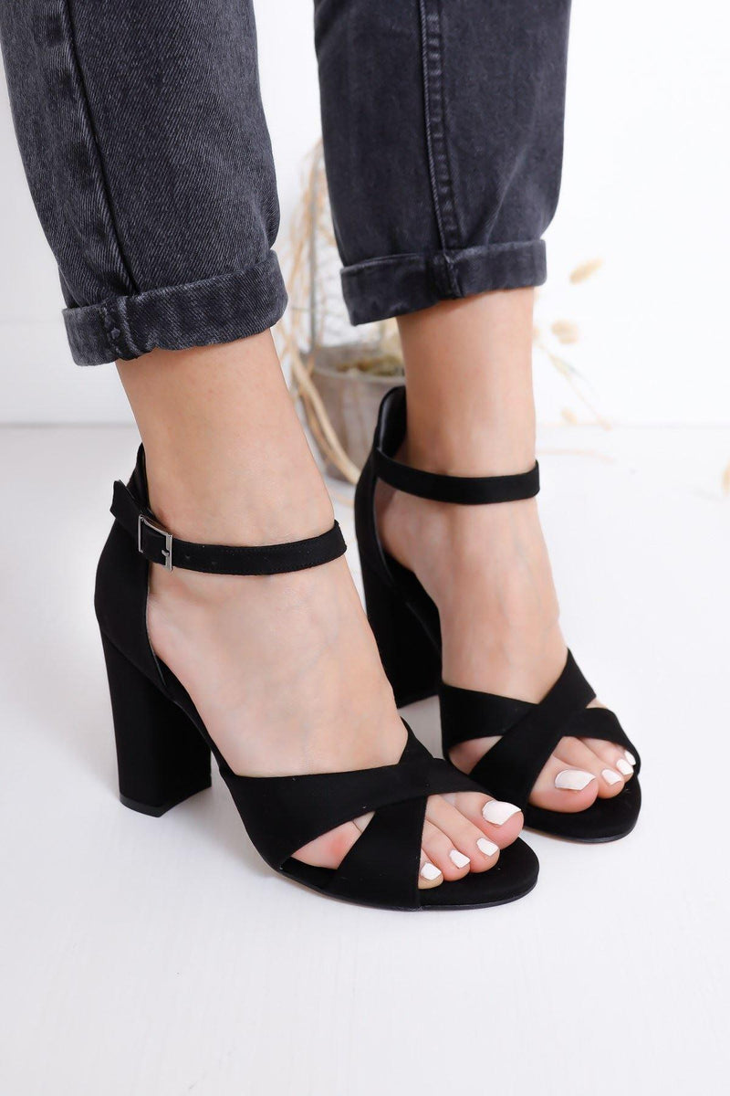 Women's Jany Heels Black Suede Shoes - STREET MODE ™