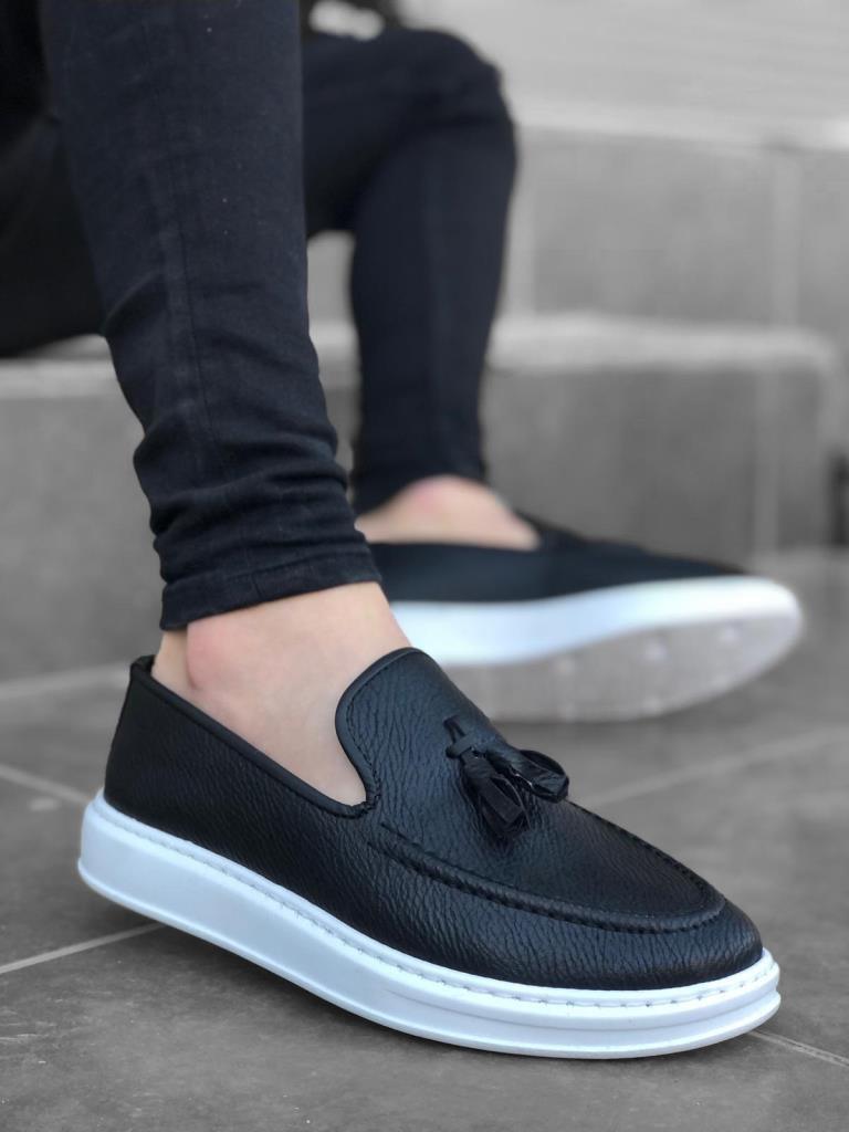 BA0005 Lace-Up High Sole Black White Classic Tufted Corcik Men Shoes - STREET MODE ™