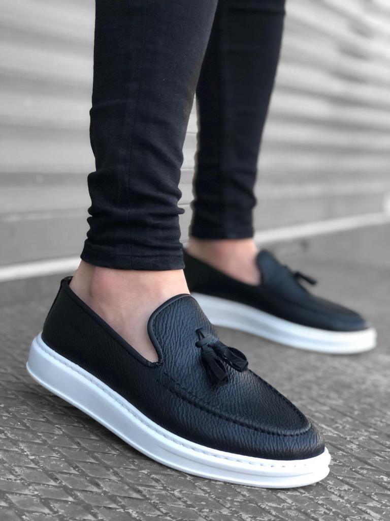 BA0005 Lace-Up High Sole Black White Classic Tufted Corcik Men Shoes - STREET MODE ™