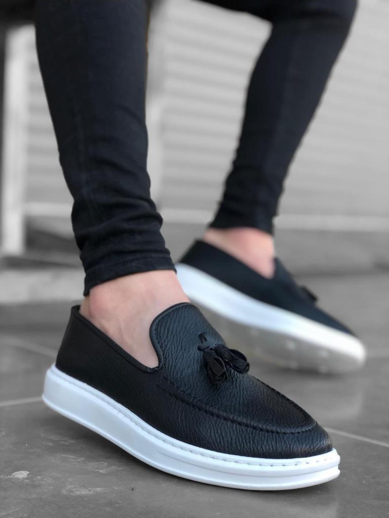 BA0005 Lace-Up High Sole Black White Classic Tufted Corcik Men Shoes - STREET MODE ™