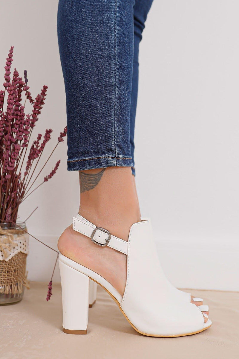 Women's Quinn Heels White Skin Shoes - STREET MODE ™