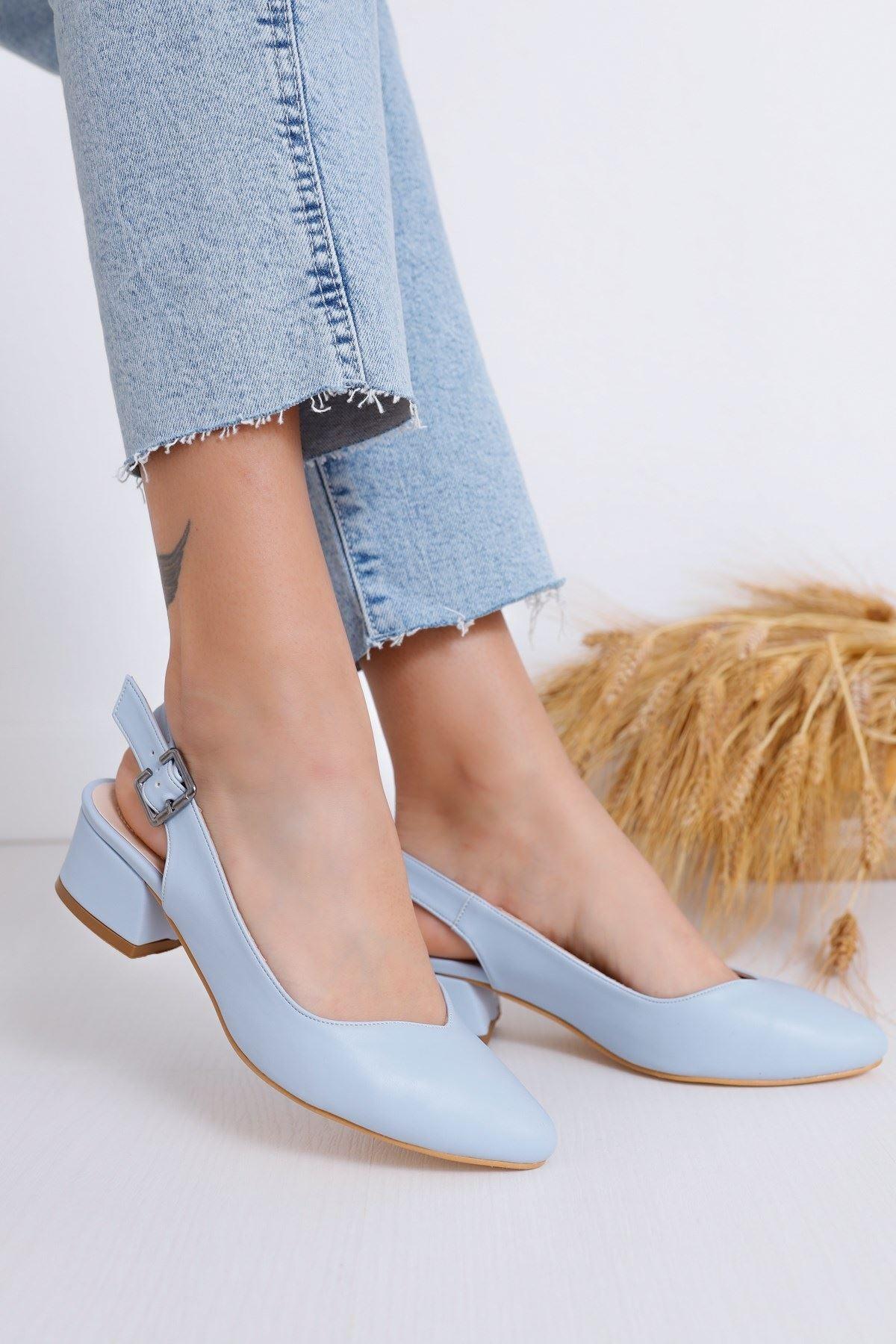 Women's Valentina Heels Baby Blue Skin Shoes - STREET MODE ™