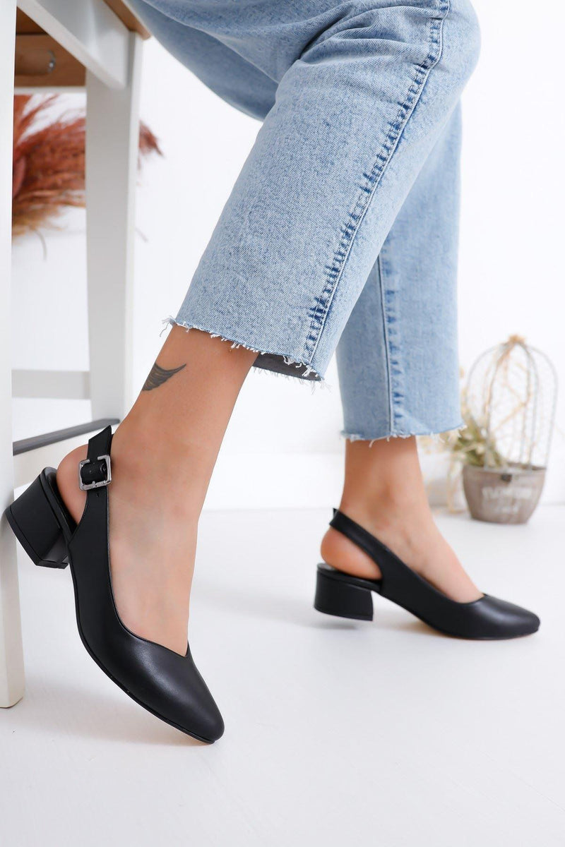 Women's Valentina Heels Black Skin Shoes - STREET MODE ™