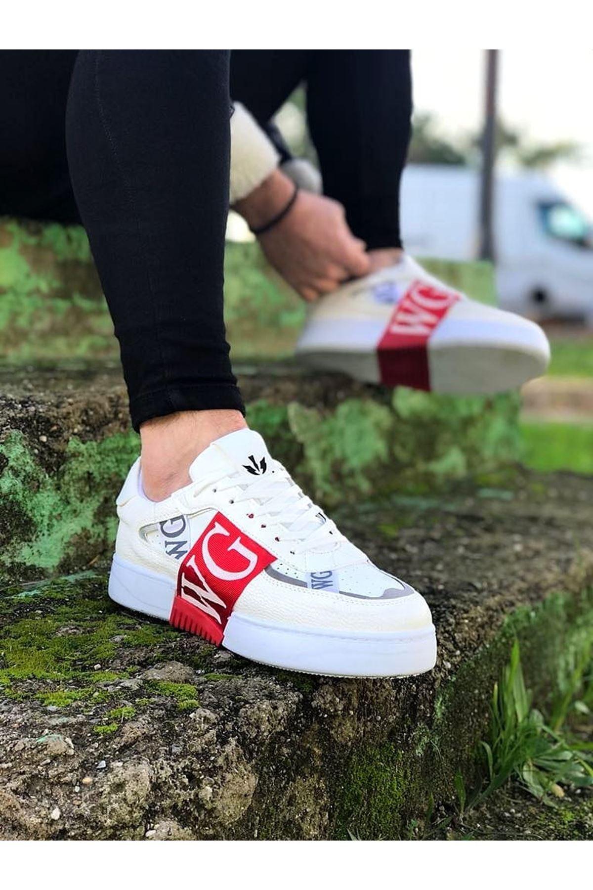 WG202 White Red Men's Casual Shoes sneakers - STREET MODE ™
