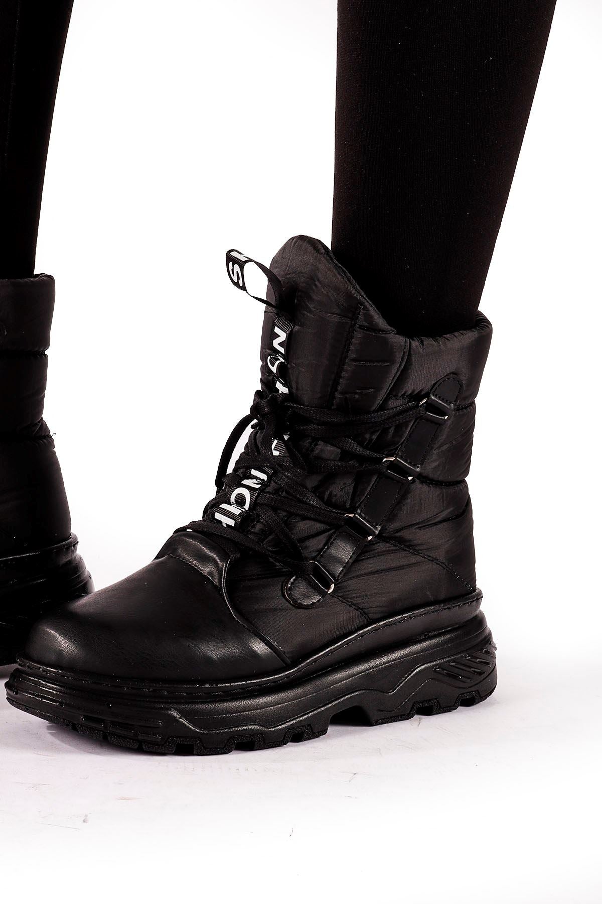 Edna Women's Black Parachute Detail Boots - STREETMODE ™