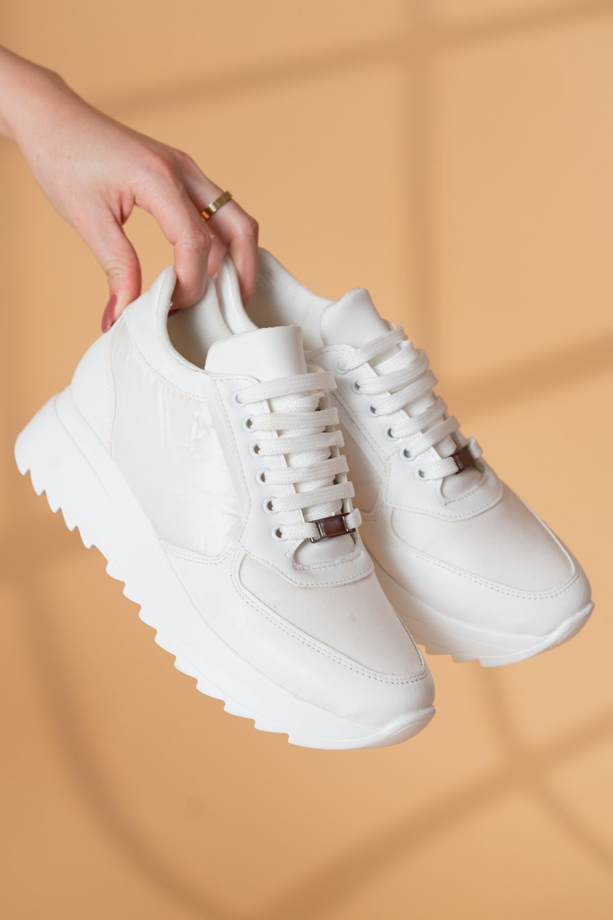 Letor Women's White Matte Leather - Parachute Sneakers shoes - STREETMODE ™
