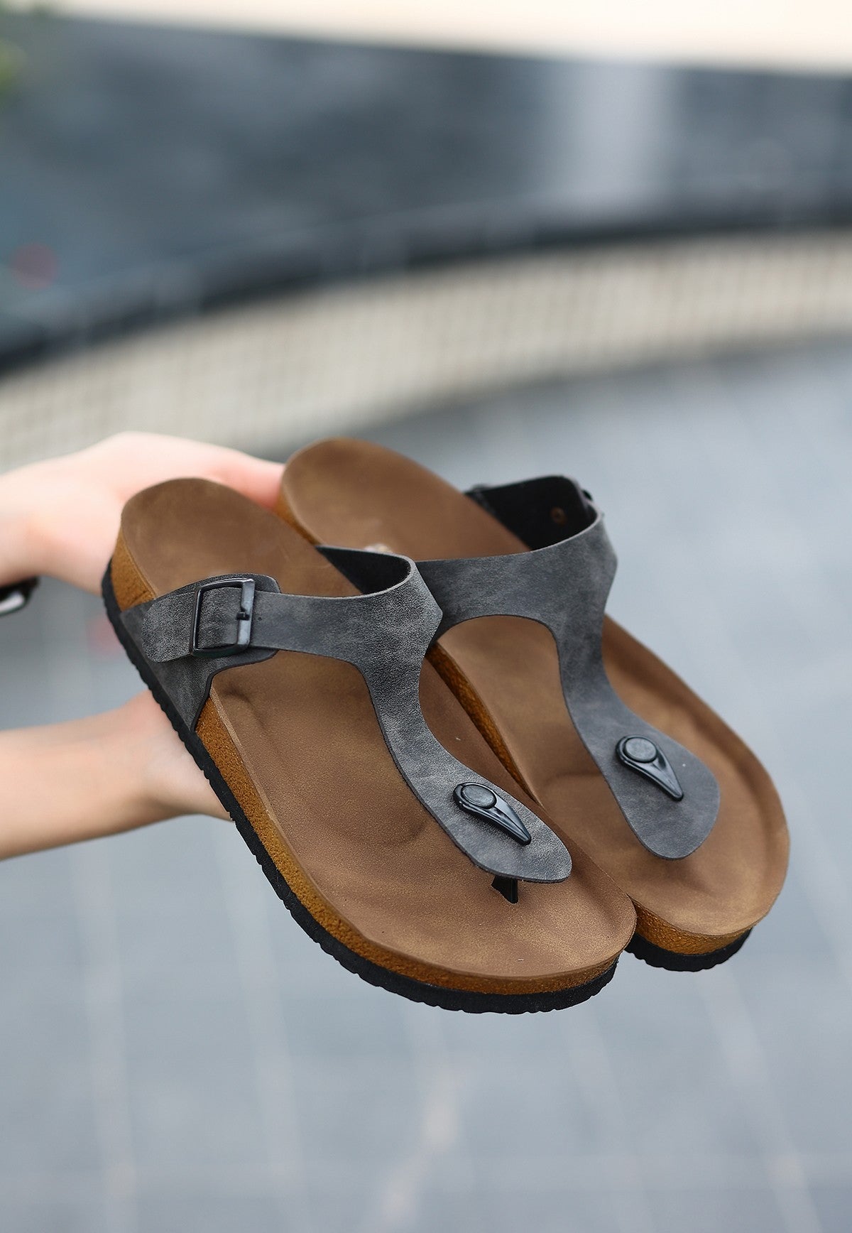 Women's Aksar Gray Nubuck Flip Flops - STREET MODE ™