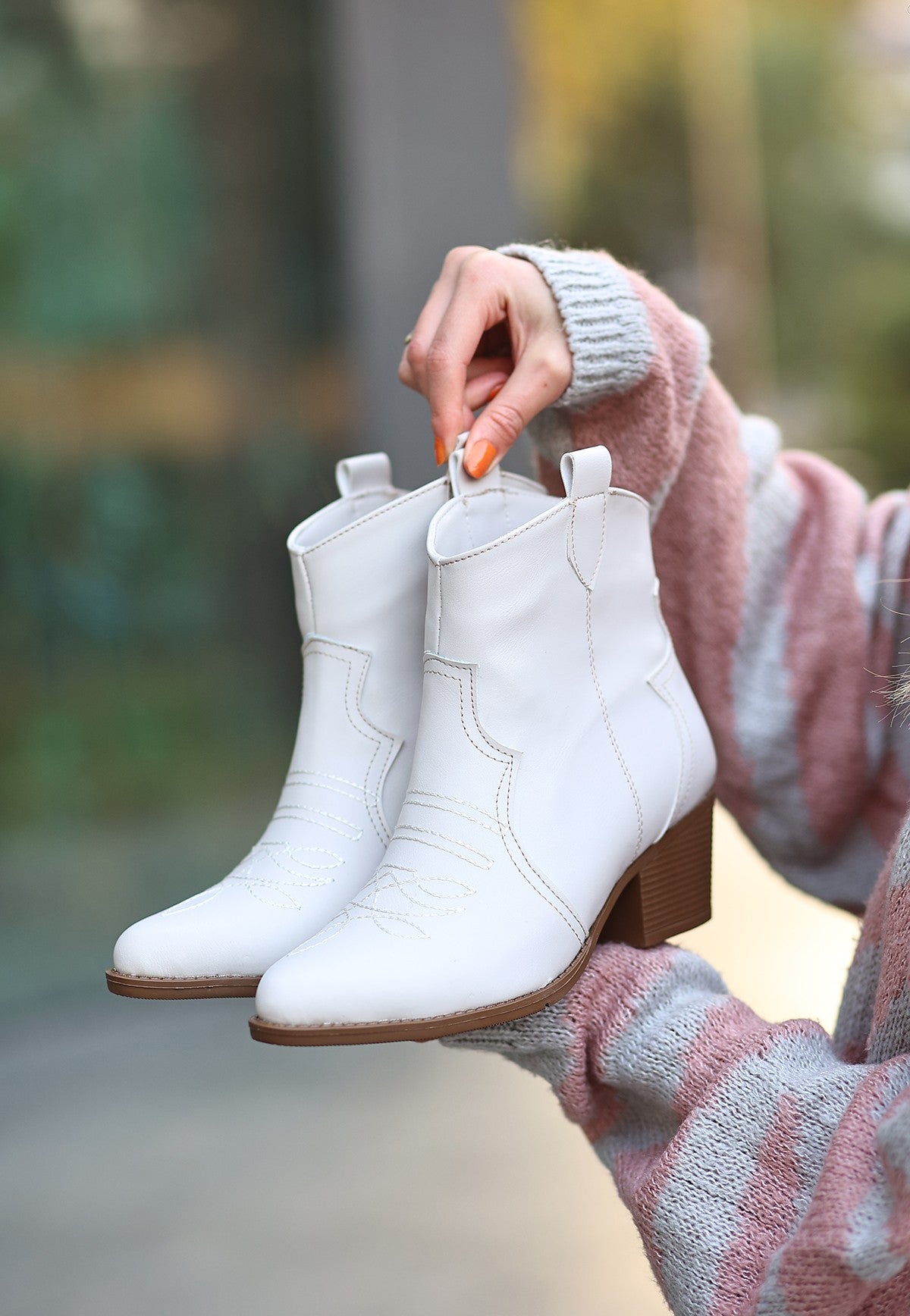 Women's Beige Skin Heeled Boots - STREETMODE ™