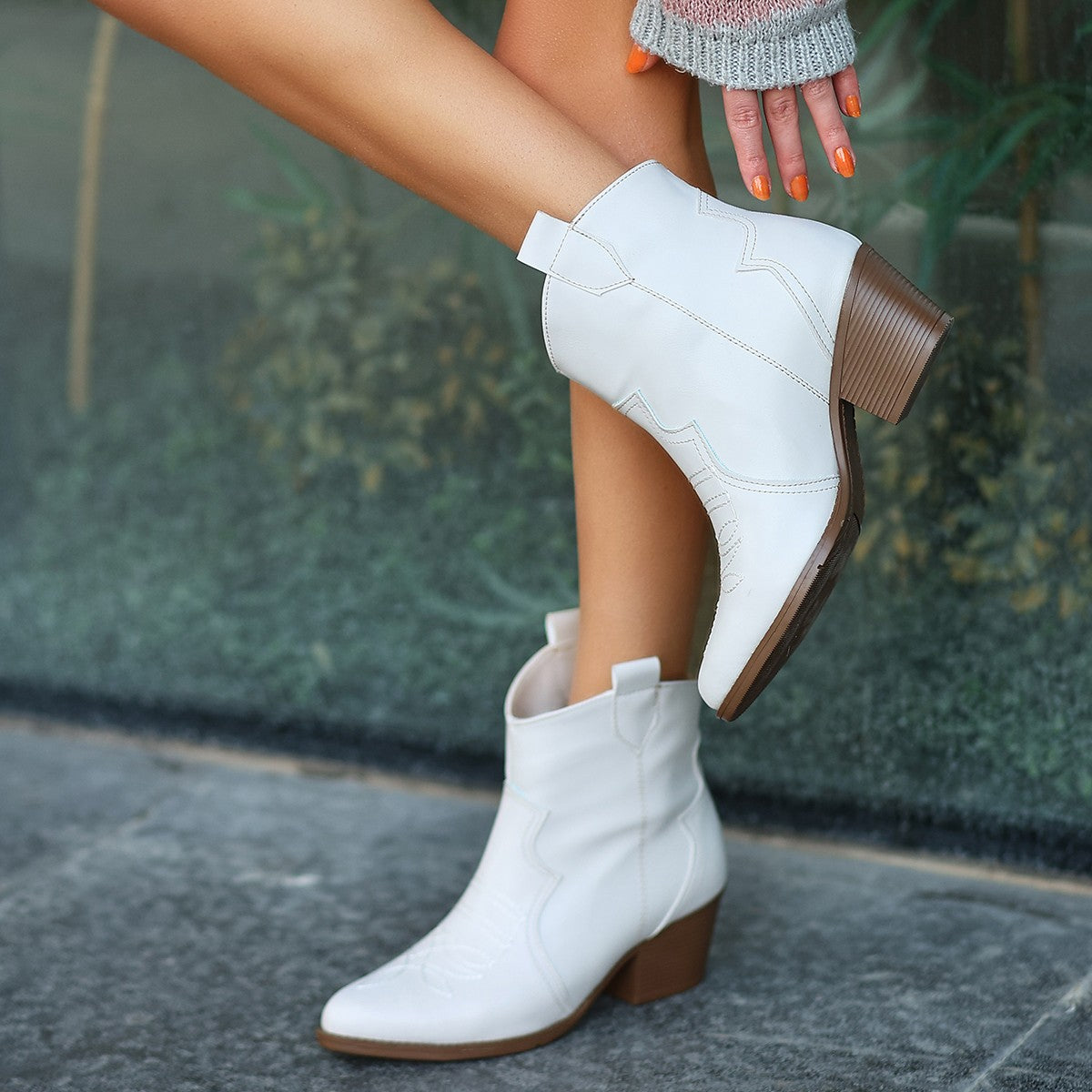 Women's Beige Skin Heeled Boots - STREETMODE ™