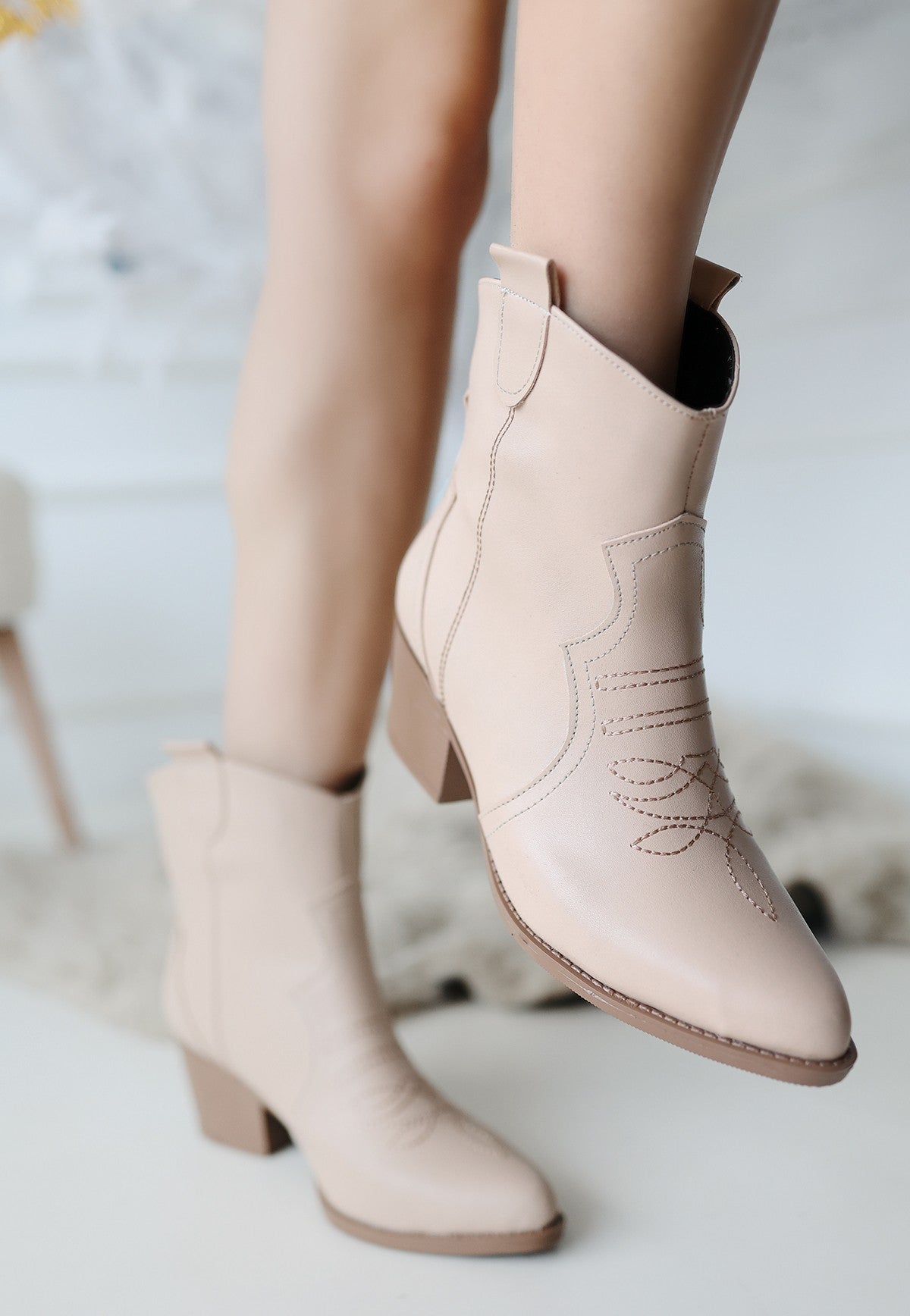 Women's Nude Skin Heeled Boots - STREETMODE ™