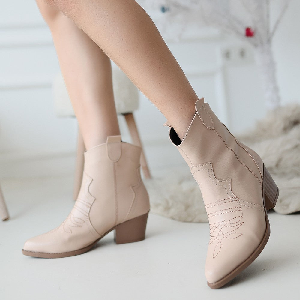 Women's Nude Skin Heeled Boots - STREETMODE ™