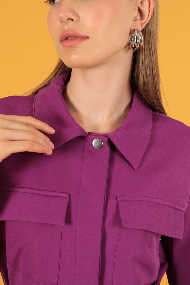 Pocket Funny Women's Jacket-Plum - STREETMODE ™