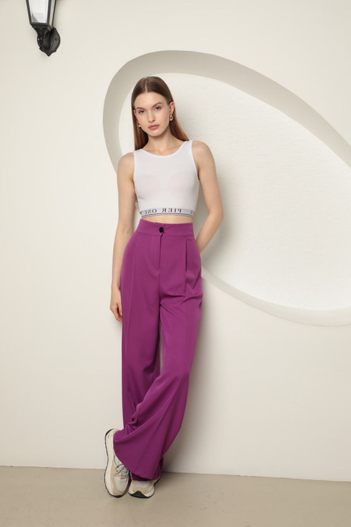 Women's Palazzo Pants-Purple - STREETMODE ™