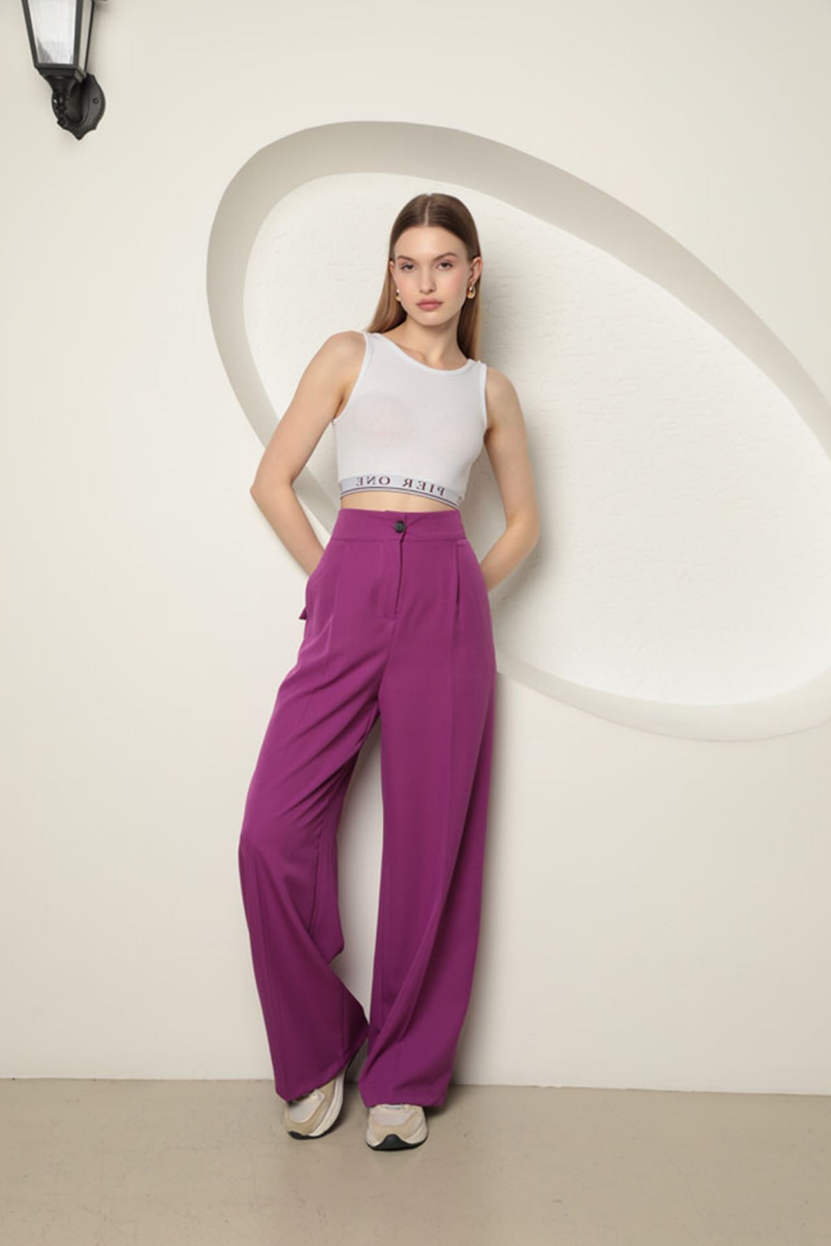 Women's Palazzo Pants-Purple - STREETMODE ™