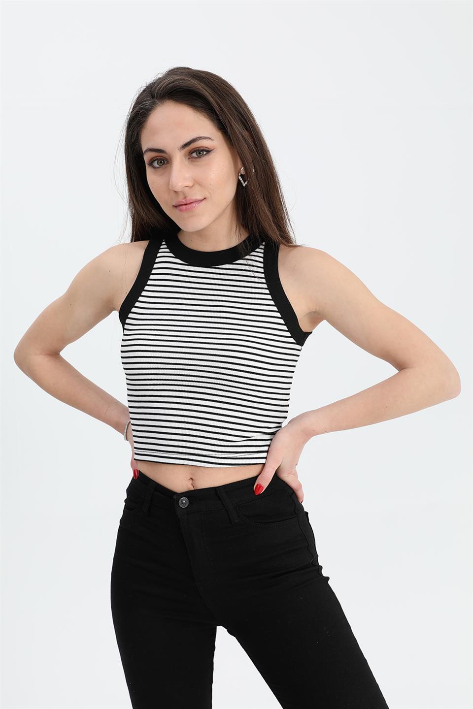 Women's Athlete Wide Pile Striped Camisole - White - STREET MODE ™
