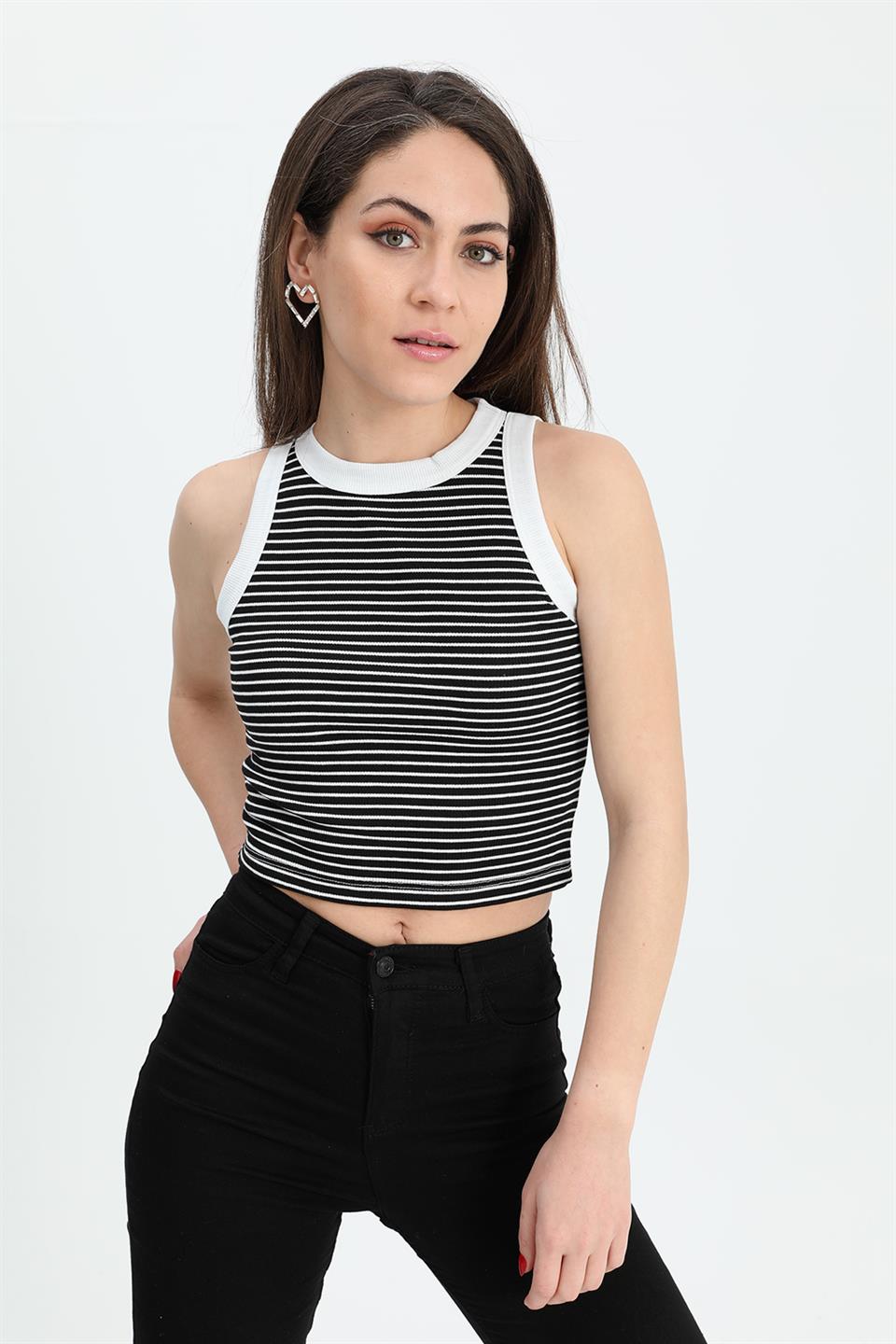 Women's Athlete Wide Pile Striped Camisole - Black - STREET MODE ™