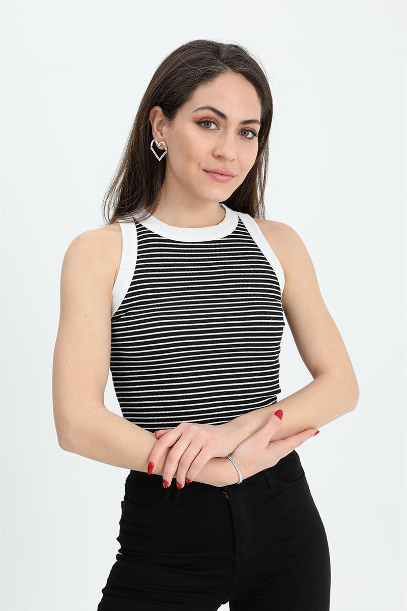 Women's Athlete Wide Pile Striped Camisole - Black - STREET MODE ™