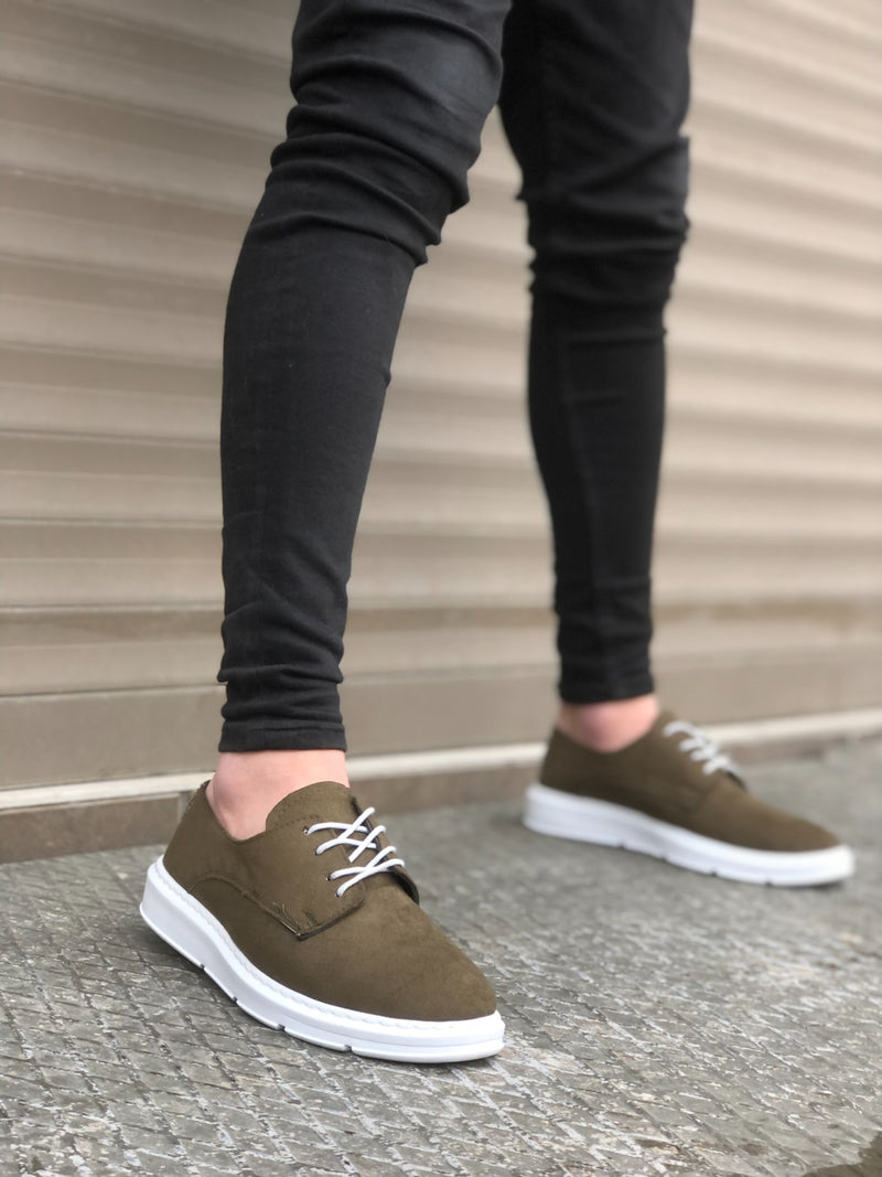 BA0003 Lace-Up Classic Sports Linen Khaki White High Sole Casual Men's Shoes - STREETMODE ™