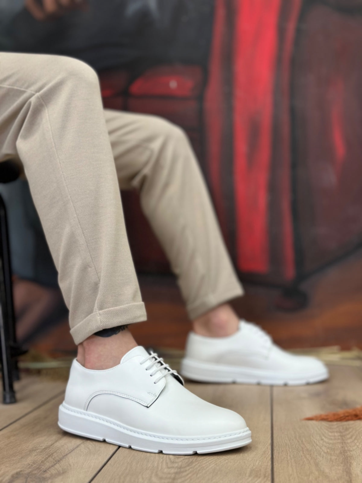 BA0003 Lace-Up Classic White Thick Sole Casual Men's Shoes - STREETMODE ™