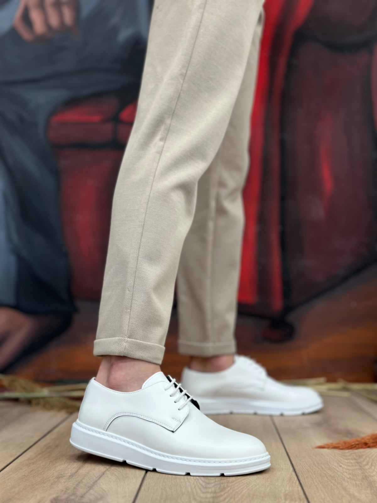 BA0003 Lace-Up Classic White Thick Sole Casual Men's Shoes - STREETMODE ™