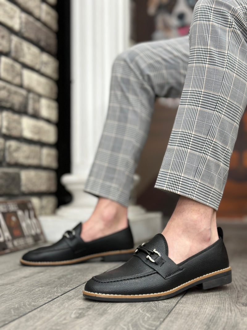 BA0009 Leather Tassel Corcik Black Hook Buckle Classic Men's Shoes - STREETMODE ™