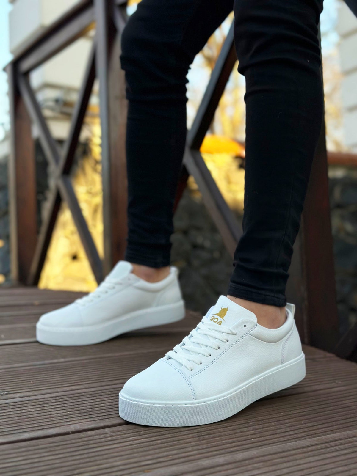 BA0104 Lace-Up White Skin Sport Classic Men's Sneakers Shoes - STREETMODE ™