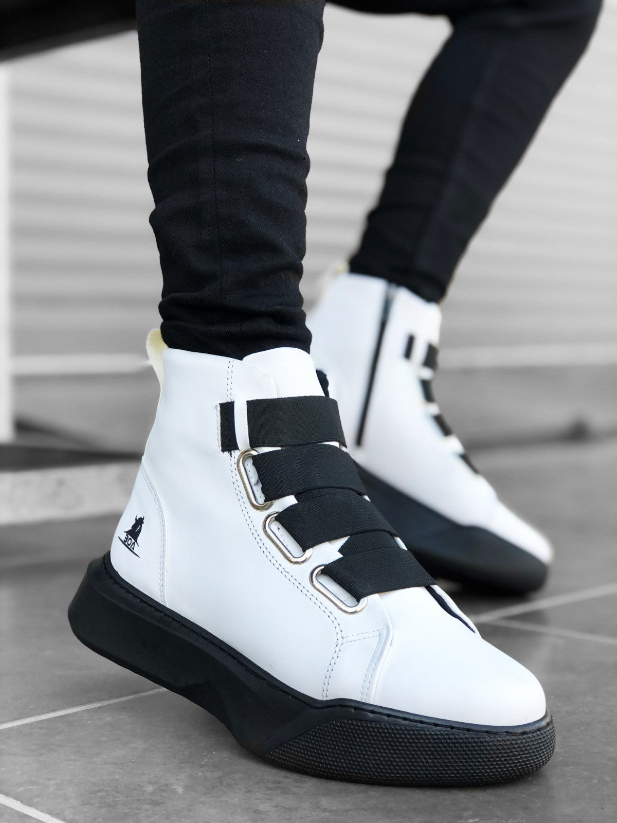 BA0142 Banded Men's High Sole Black Sport Boots - Men Fashion Sneaker Shoes Men's Sneaker Boots - STREETMODE ™