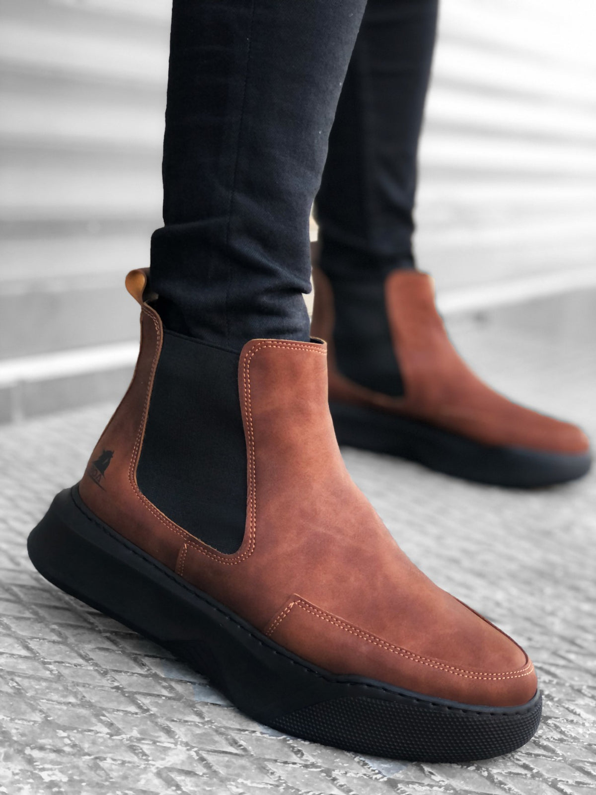 BA0150 Slip-On Band Men's High Sole Brown Sport Boots - STREETMODE ™