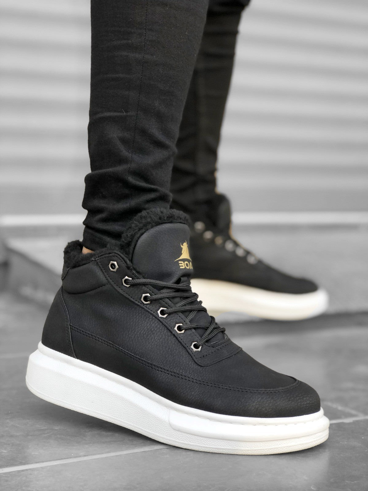 BA0151 Shearling Lace-up Men's Style Sports Boots - STREETMODE ™