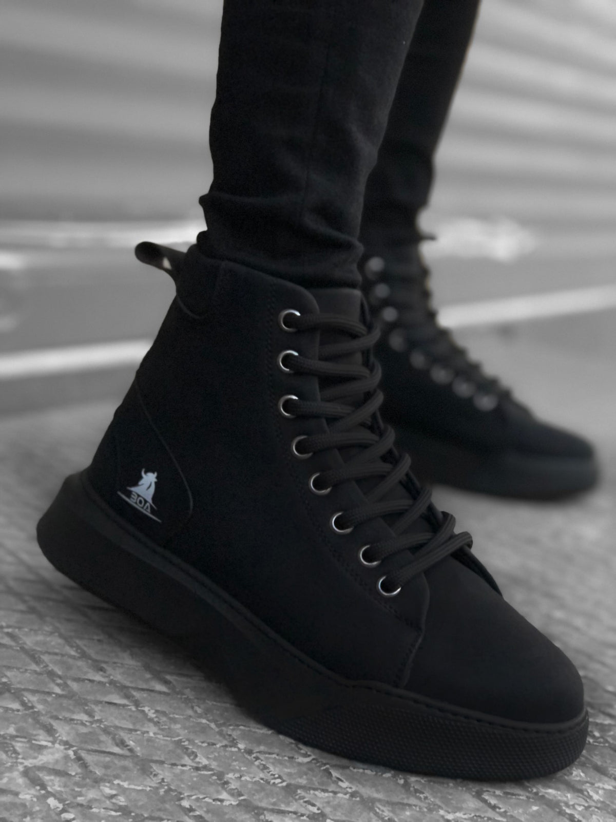 BA0155 Lace-Up Men's High Sole Black Sport Boot - STREETMODE ™