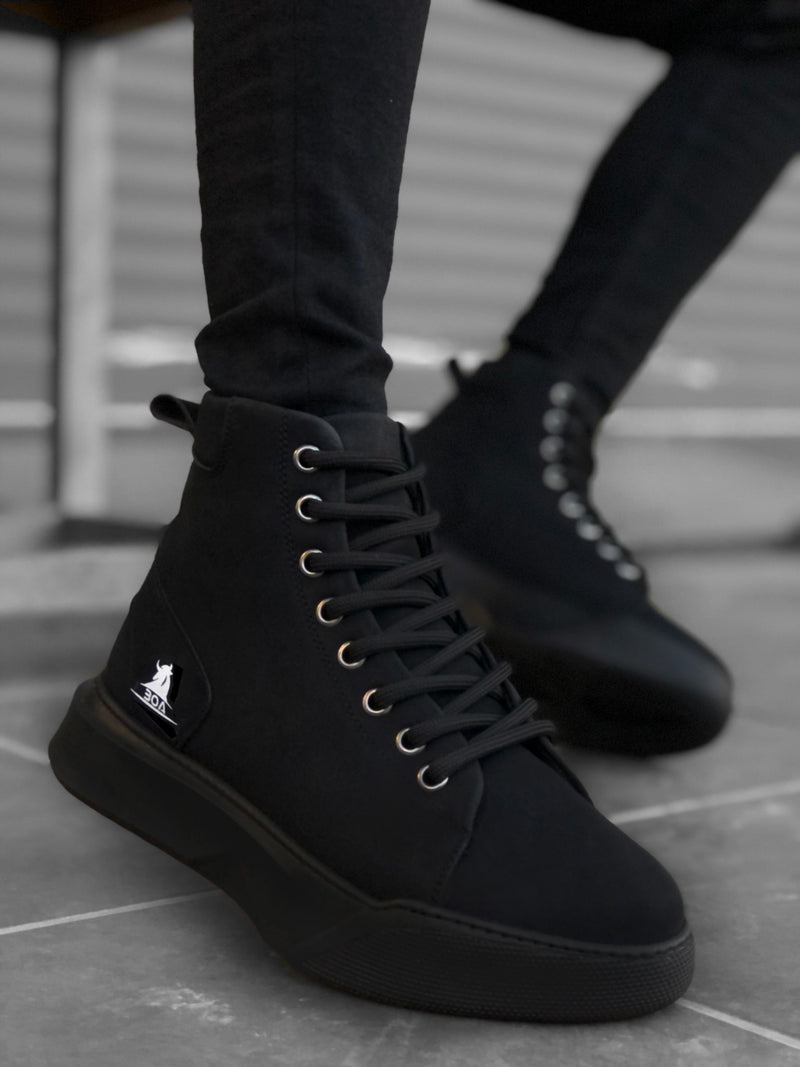 BA0155 Lace-Up Men's High Sole Black Sport Boot - STREETMODE ™