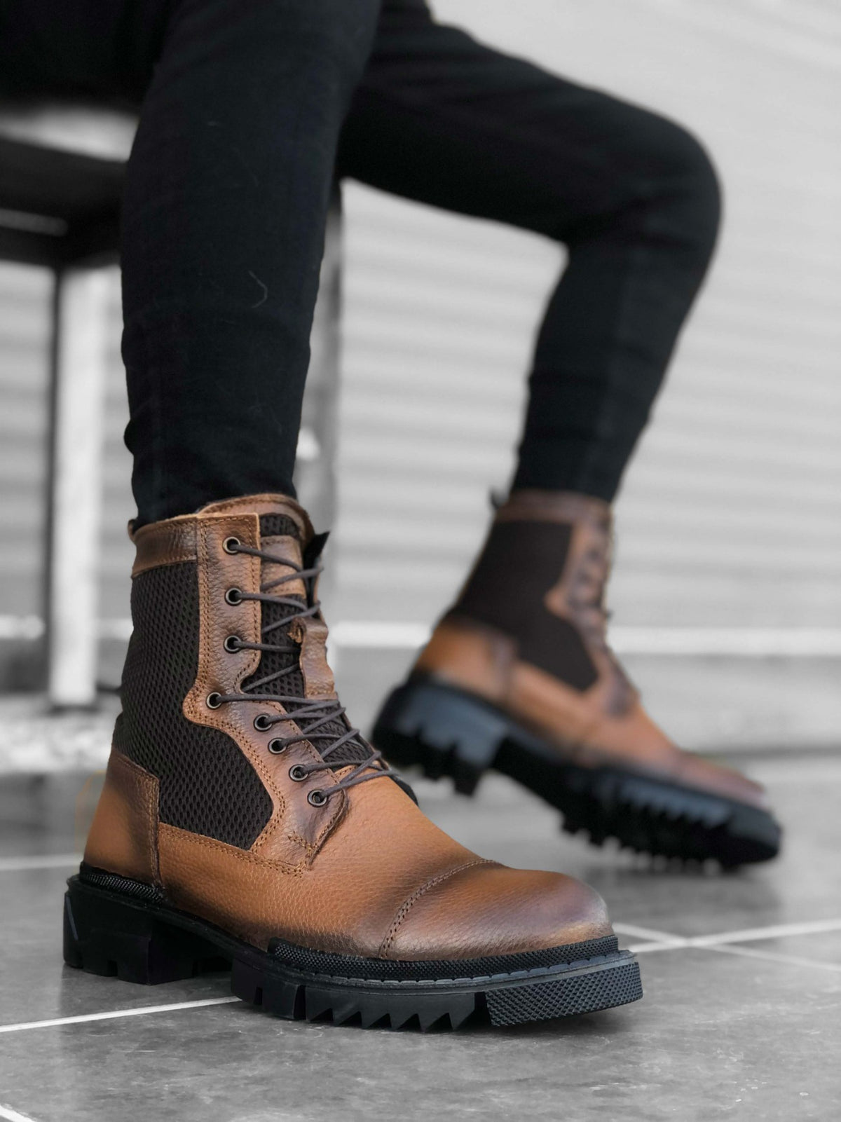 BA0183 Genuine Leather Tinted Men's Postal Boots - STREETMODE ™