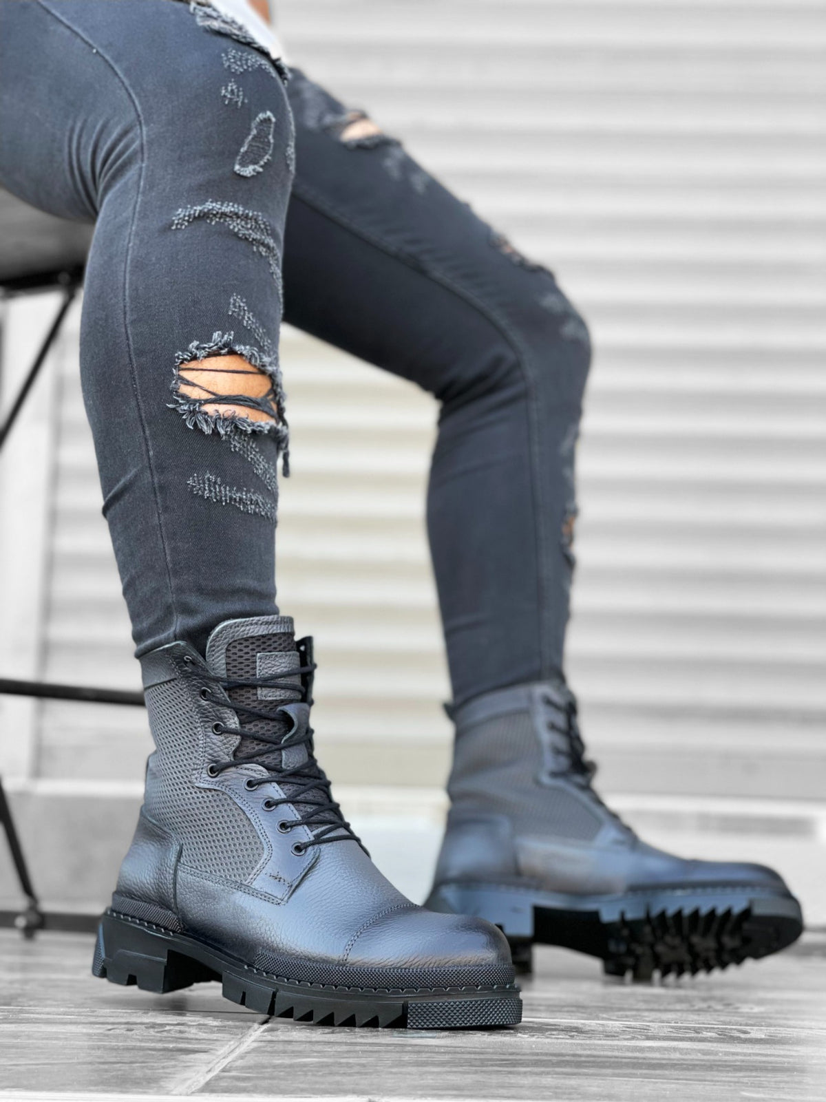 BA0183 Gray Men's Boots Shoes - STREETMODE ™