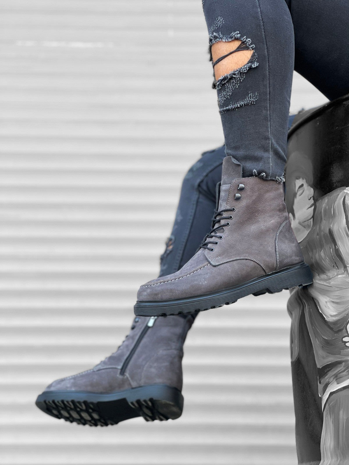 BA0212 Gray Men's Boots - STREETMODE ™