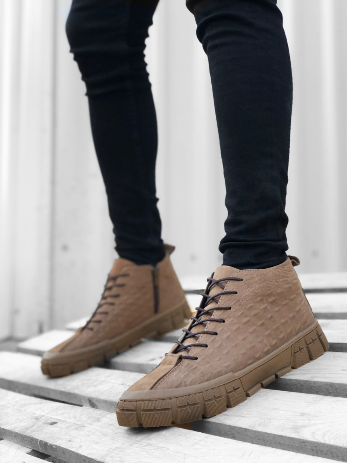 BA0215 Inner & Outer Genuine Leather Crocodile Model Mink Men's Boots - STREET MODE ™
