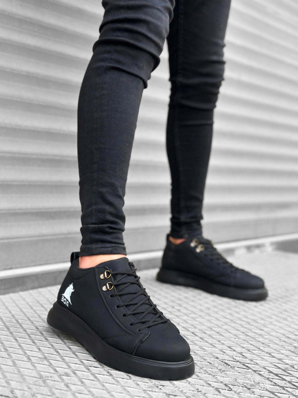 BA0220 Lace-up Men's High Black Sole Sports Sneakers Shoes - STREET MODE ™