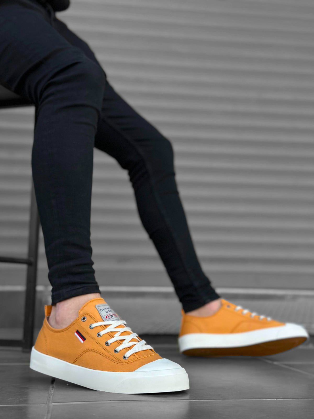 BA0223 Comfortable Flat Sole Linen Lace-Up Yellow Men's Casual Shoes - STREETMODE ™