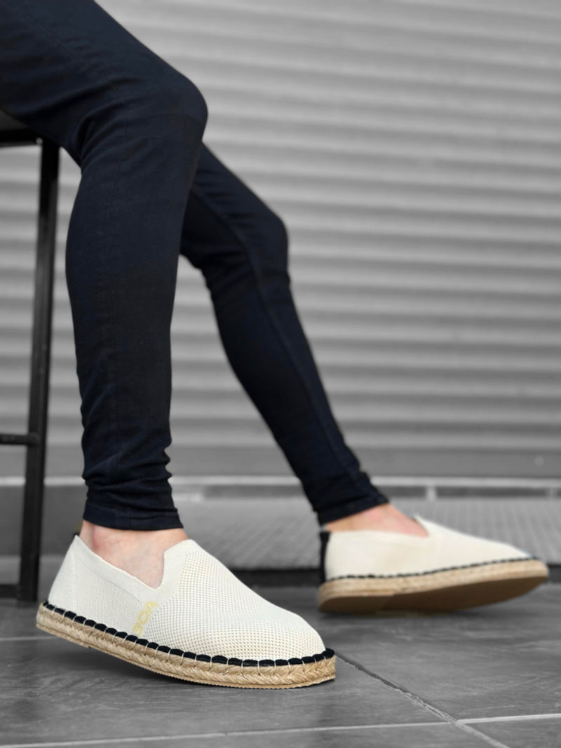 BA0224 Comfortable Flat Sole Espadrilles Knitted Knitwear Beige Casual Men's Shoes - STREET MODE ™