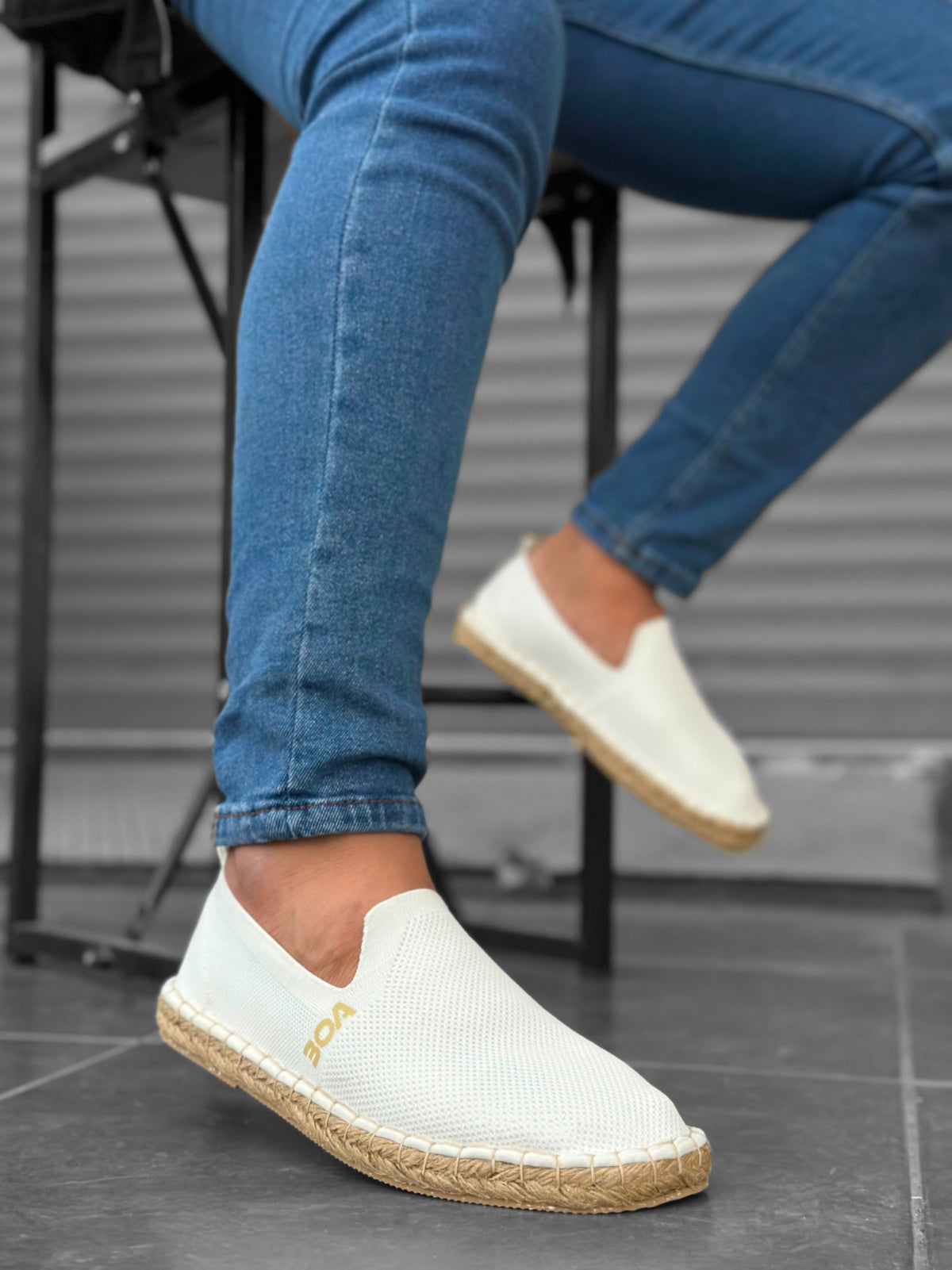 BA0224 Comfortable Flat Sole Espadrilles Knitted Sweater White Casual Men's Shoes - STREETMODE ™