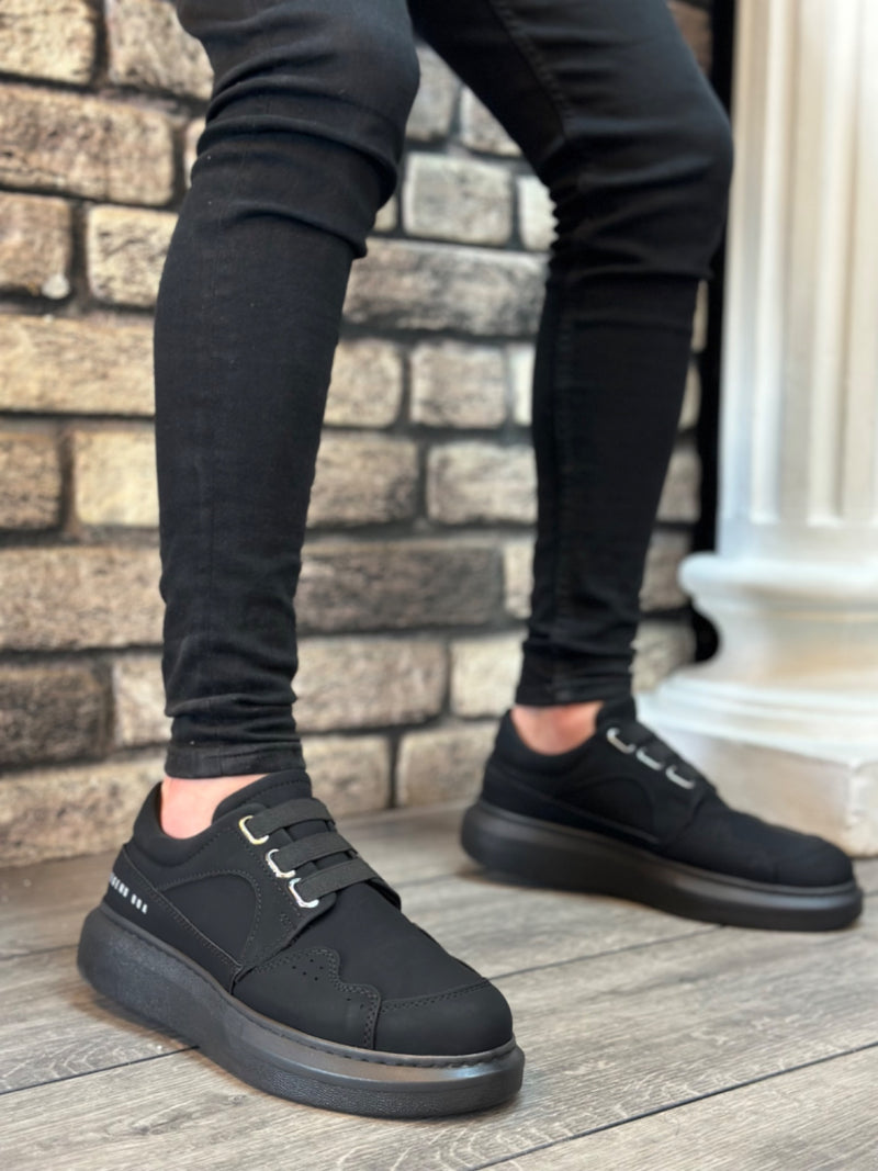 BA0302 Thick Sole Lace-Up Style Casual Black Black Men's Shoes - STREETMODE ™