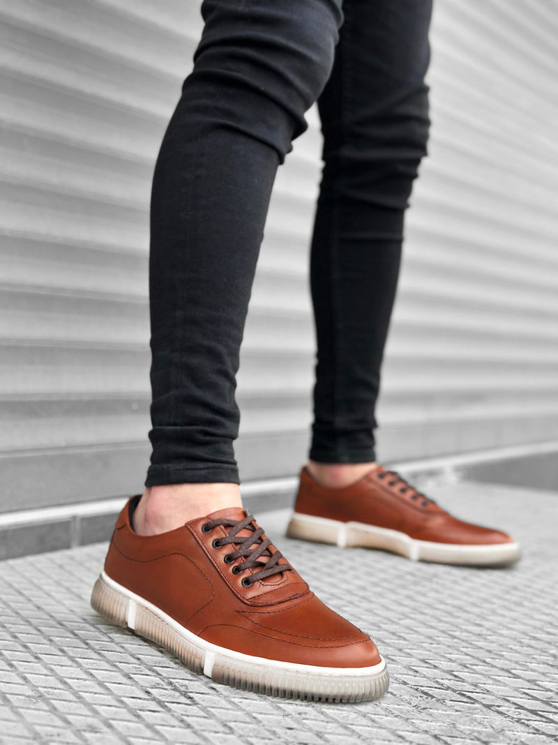 BA0309 Inside and outside Genuine Leather Lace-up Tan Classic Men's Shoes - STREET MODE ™