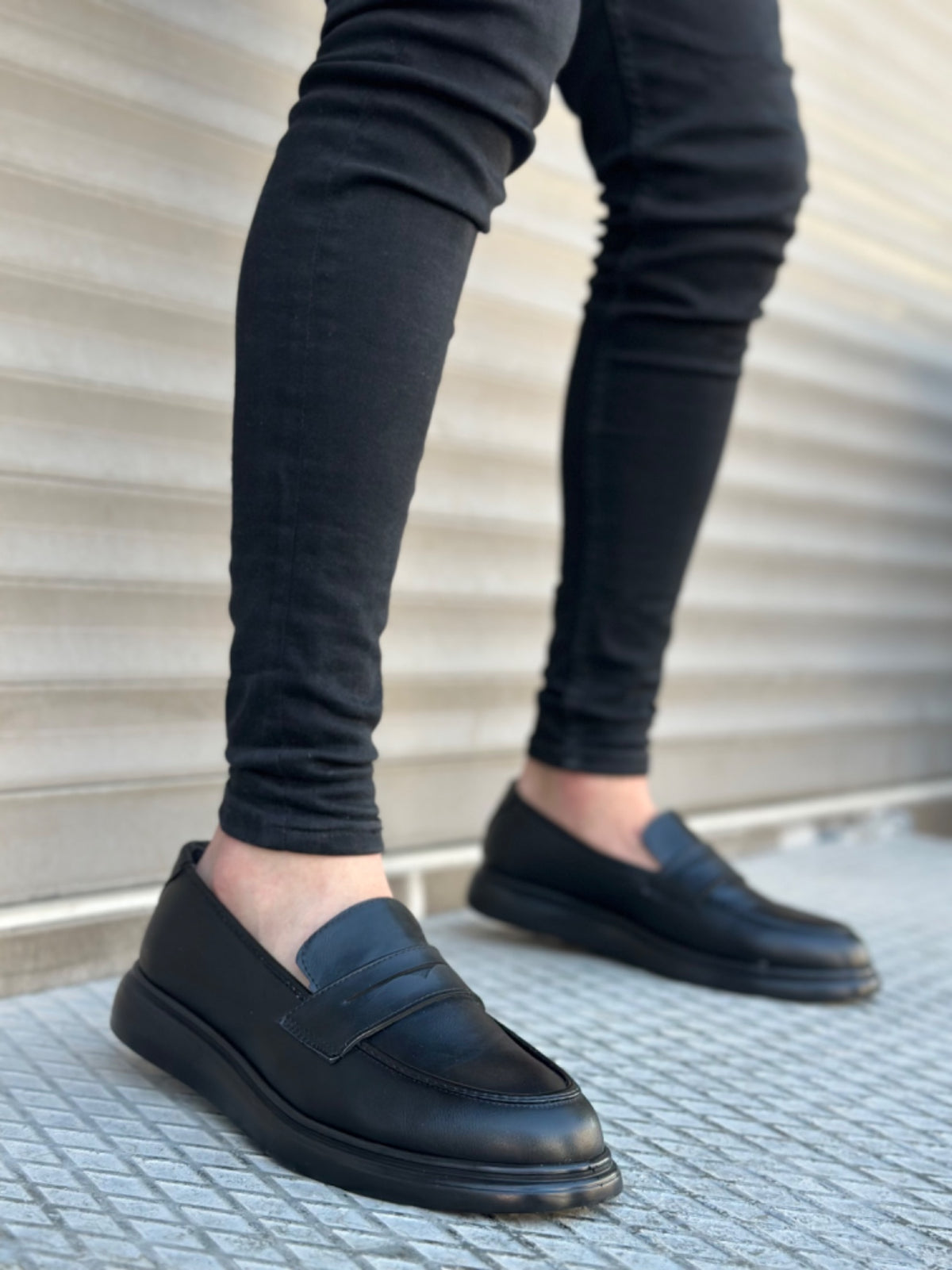 BA0316 Laceless High Black Sole Classic Skin Corcik Men's Shoes - STREETMODE ™