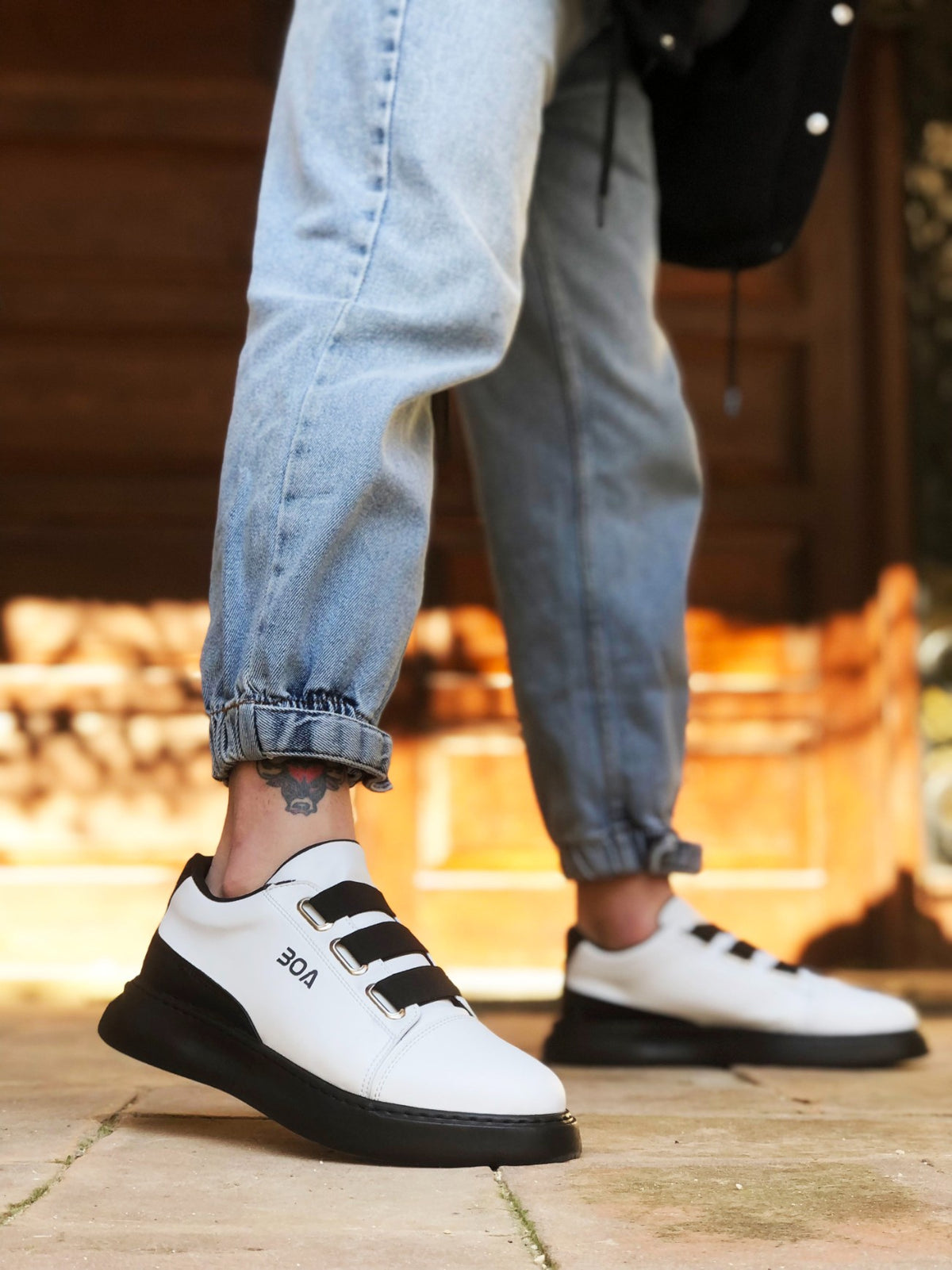 BA0329 3-Stripes White Black Detailed Thick Sole Casual Men's Shoes - STREETMODE ™