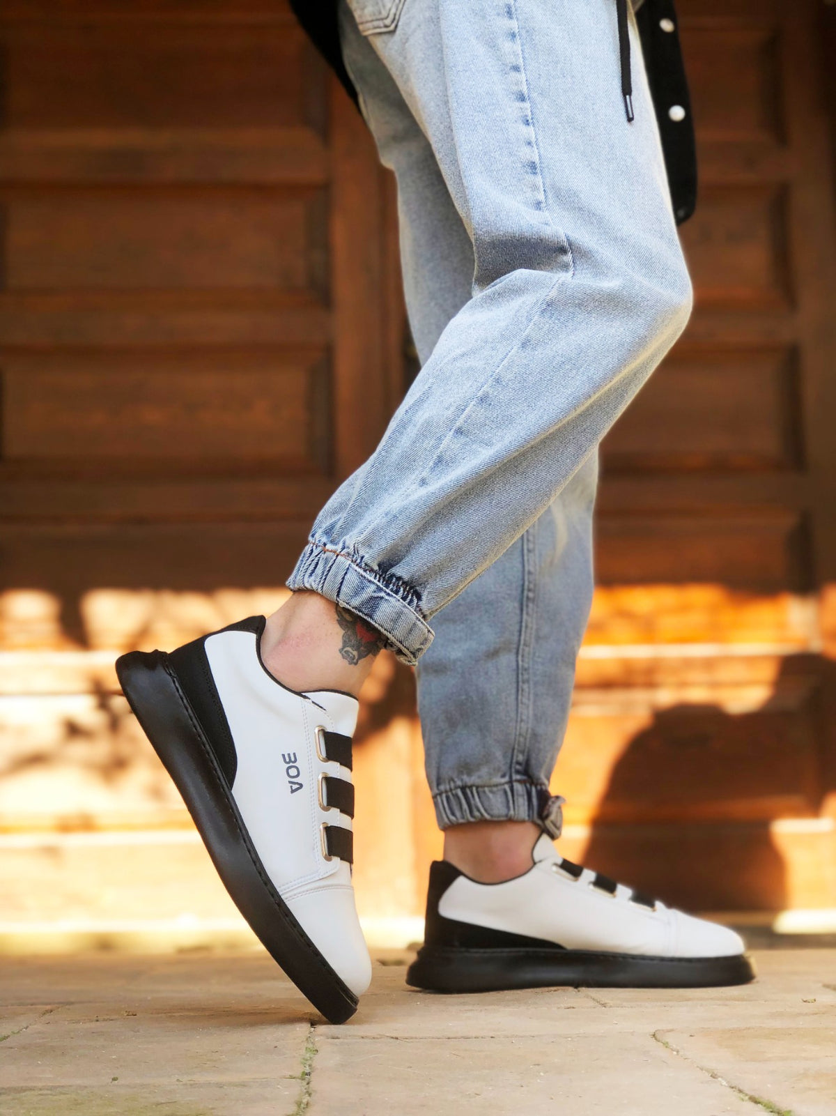 BA0329 3-Stripes White Black Detailed Thick Sole Casual Men's Shoes - STREETMODE ™