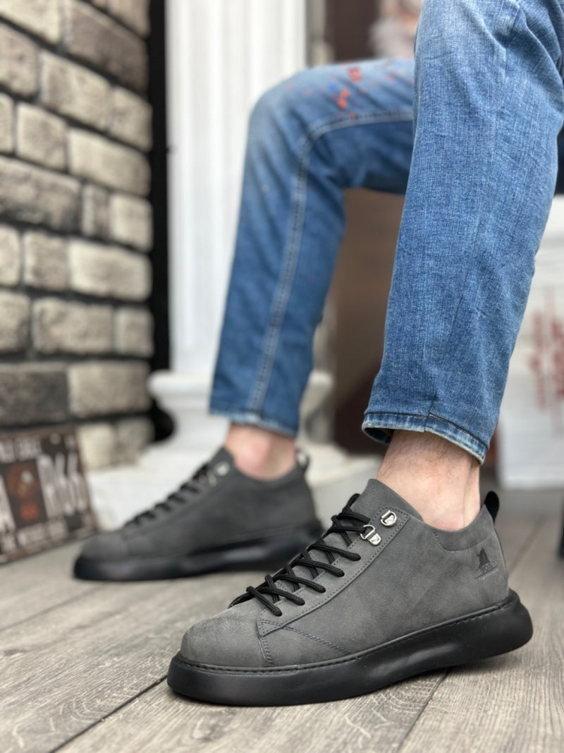 BA0331 Lace-Up Men's High Sole Smoked Skin Sports Shoes - STREETMODE ™