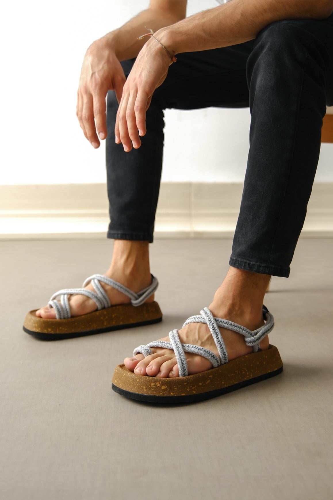 BA0343 Men's Rope Gray Daily Sandals - STREETMODE ™