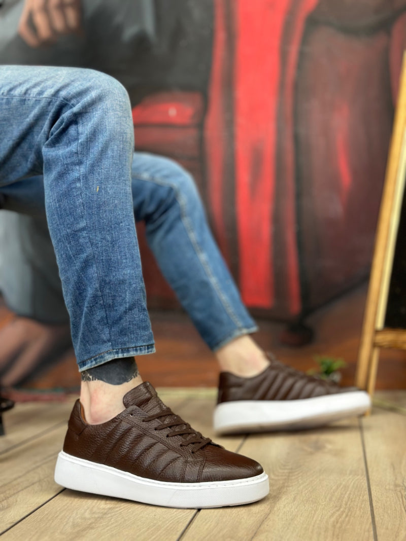 BA0348 Brown Casual Men's Shoes with Genuine Leather Inside and Out - STREETMODE ™