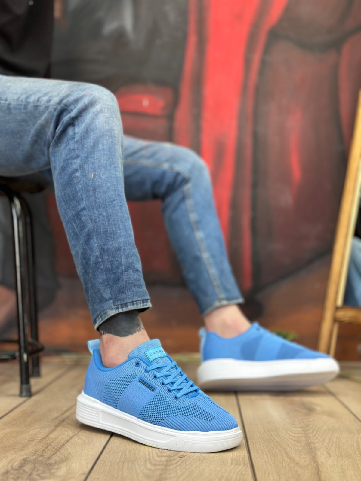 BA0349 Special Knitted Knitwear High Sole Style Blue Color Sports Shoes - STREETMODE ™